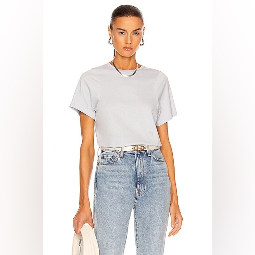 TOTEME Curved Seam Tee Shirt Large Dusty Blue NWT